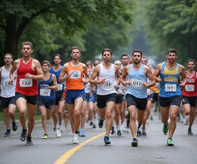 Group of people running a 10k race