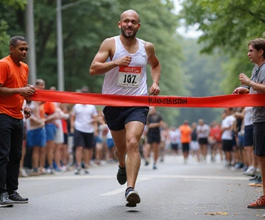 Runner crossing finish line