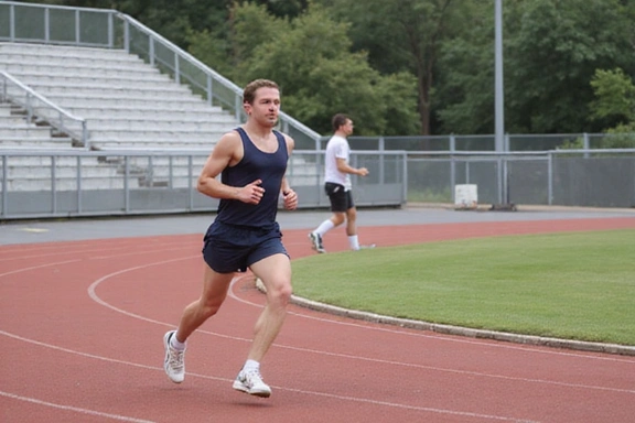 Athlete running on a track for cardio
