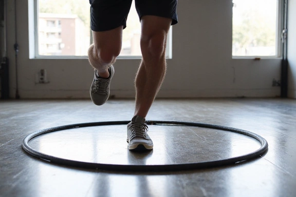Person doing alternating foot jumps