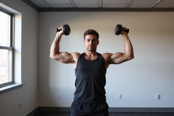 Person doing dumbbell overhead press