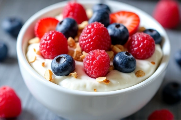 Image of Greek Yogurt with Berries and Nuts