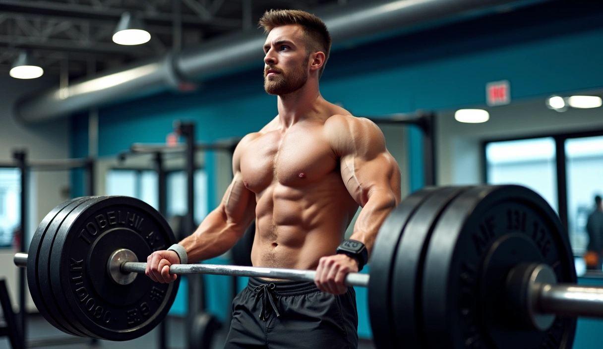 A weightlifter performing a heavy deadlift, demonstrating progressive overload principles.