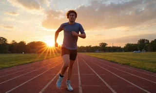 Person running on a track with energy