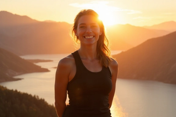 A person looking confidently after achieving fitness goals.