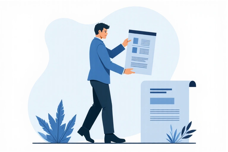 Stylized image of a person following rules and guidelines, representing good user conduct.