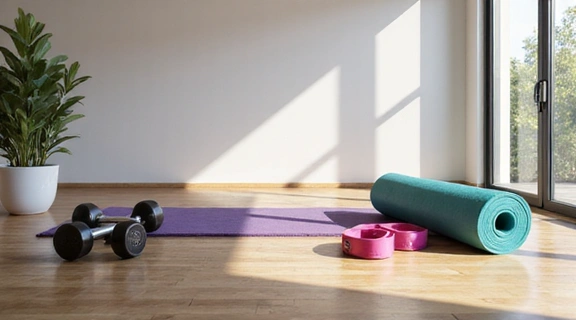 A well-equipped home gym setup, ideal for home workouts