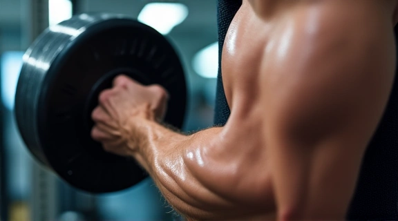 Person lifting heavy weights, showcasing strength training